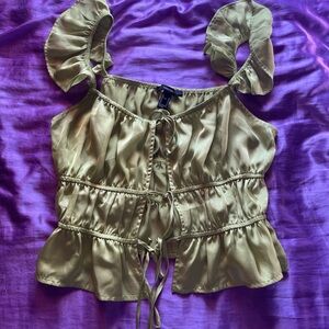 Forever 21 medium green tie up crop top